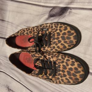 Vans Cheetah Print, Lace Up, Black Trim, 8